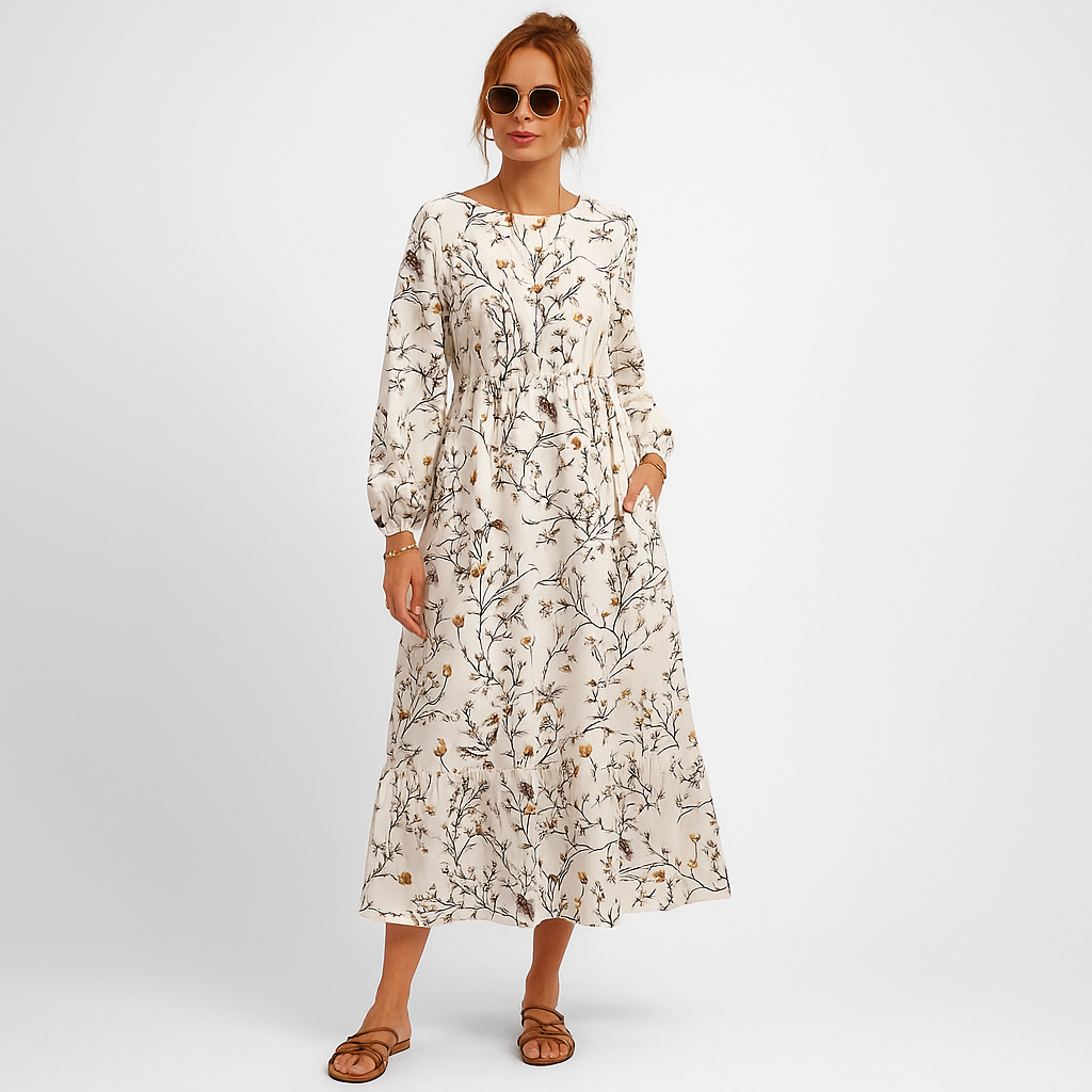Selma™ | Blommig Skymningsblå - Boho klänning