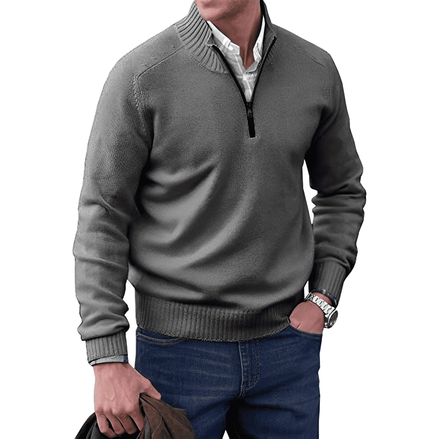 Karl™ | Elegant kashmirtröja med dragkedja