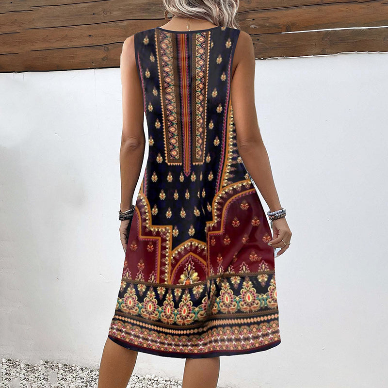 Gunilla™ | Vintageklänning med etnisk print