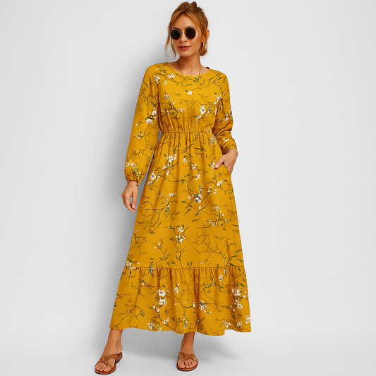 Alma™ | Vildblom Gul - Boho klänning