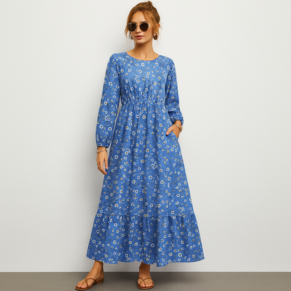 Freja™ | Sommaräng blå - Boho klänning