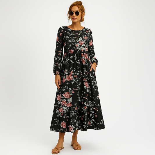 Astrid™ | Midnatt Blomma - Boho klänning