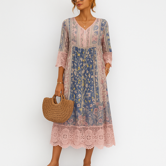 Eva™ | Boho-klänning med spetsdetaljer
