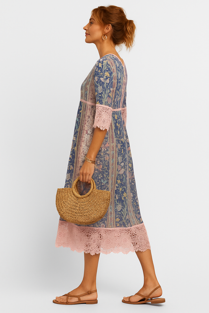 Eva™ | Boho-klänning med spetsdetaljer