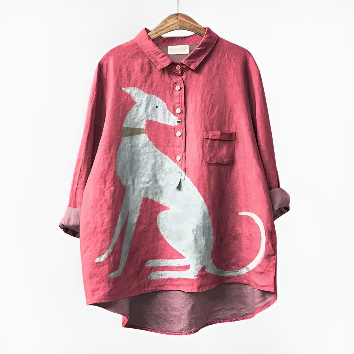 Ida | Oversized skjorta med hunddesign och vardagskomfort för en avslappnad look