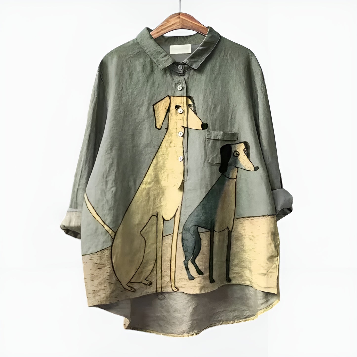 Ida | Oversized skjorta med hunddesign och vardagskomfort för en avslappnad look