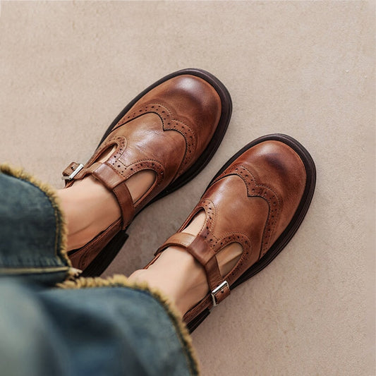 Ida™ | Tidlösa Brogues i Mjukt Läder med Vintagekänsla