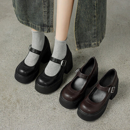 Agnes™ | Moderna Mary Janes med Tjock Sula och Elegant Höjd