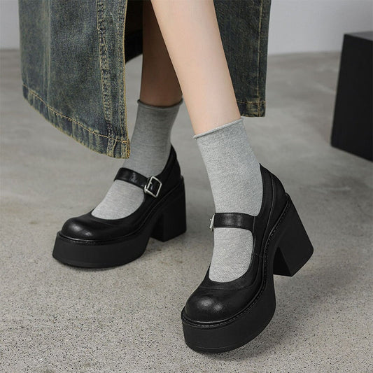 Agnes™ | Moderna Mary Janes med Tjock Sula och Elegant Höjd