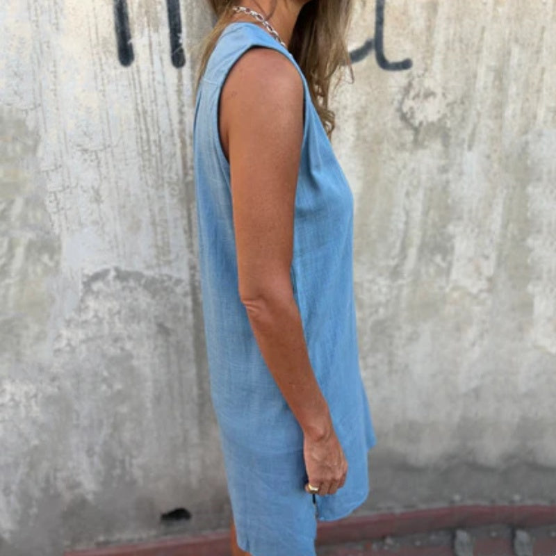 Olivia™ | Robe Élégante Sans Manches en Lin et Coton Naturel