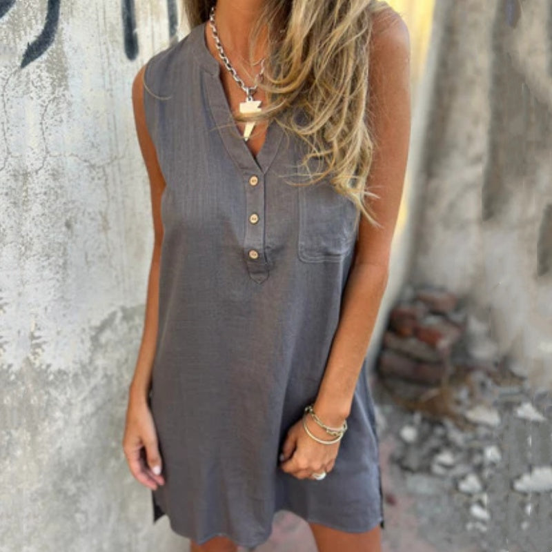 Olivia™ | Robe Élégante Sans Manches en Lin et Coton Naturel